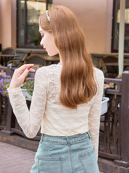 Delicate Lace Long-Sleeve Top