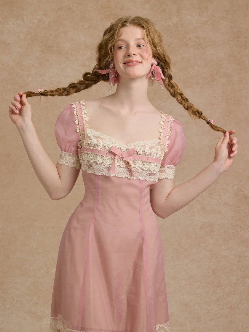 Blush Lace Ribbon Fairytale Dress