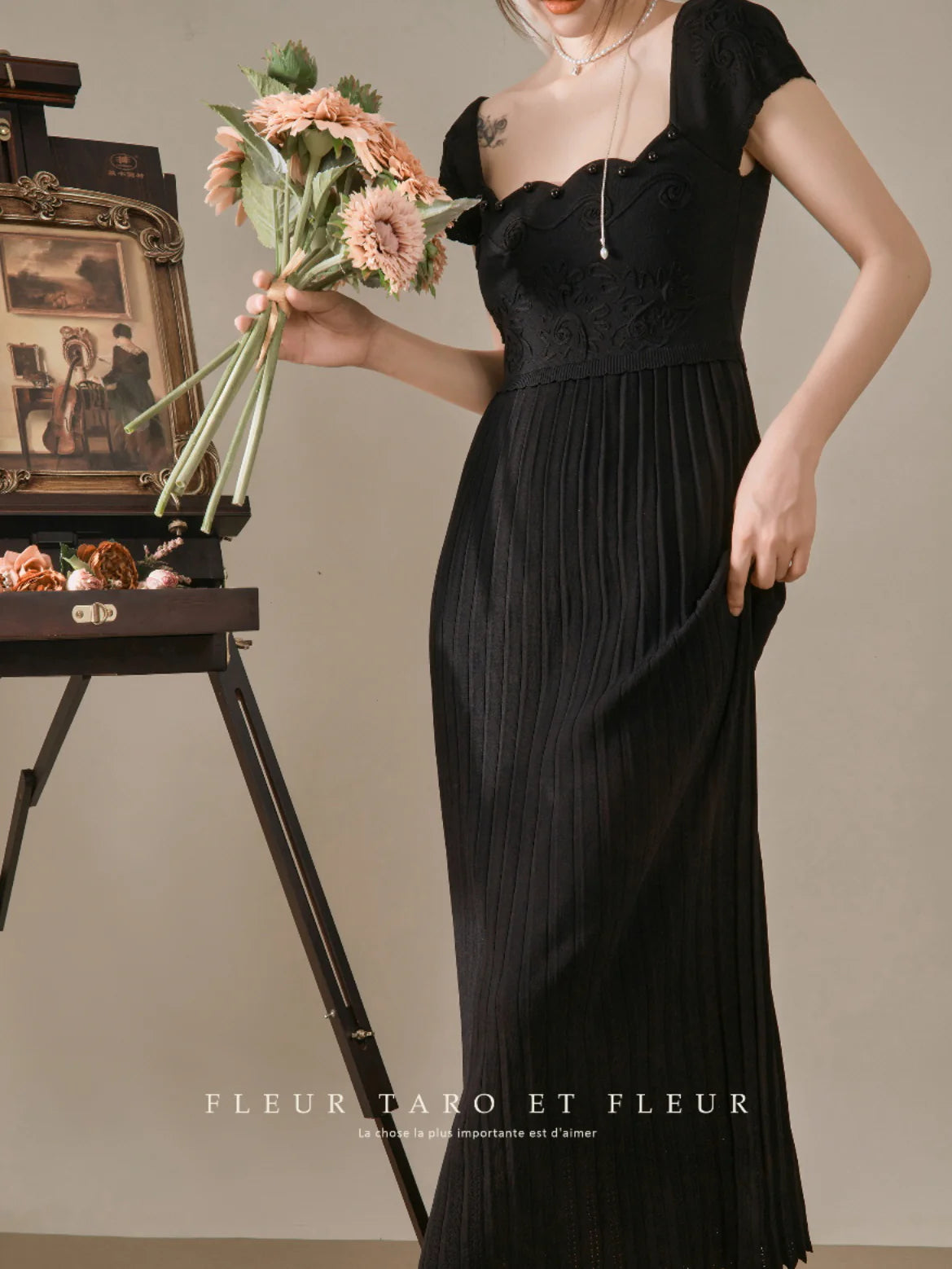 Vintage Elegance Black Dress