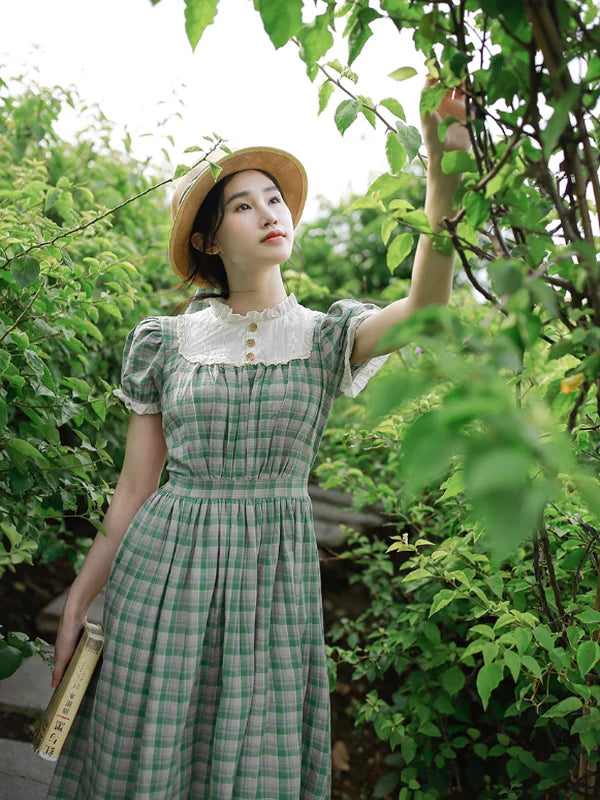 Enchanted Garden Check Dress with Frills