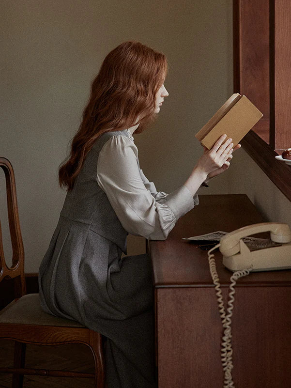 Vintage Elegance Pleated Vest Dress