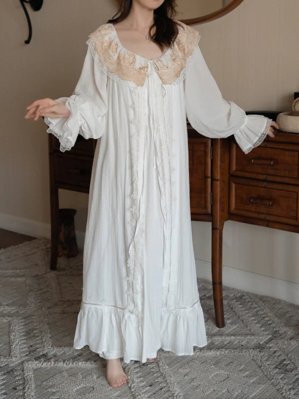 Golden Orchard Two-Piece Lace Loungewear Set