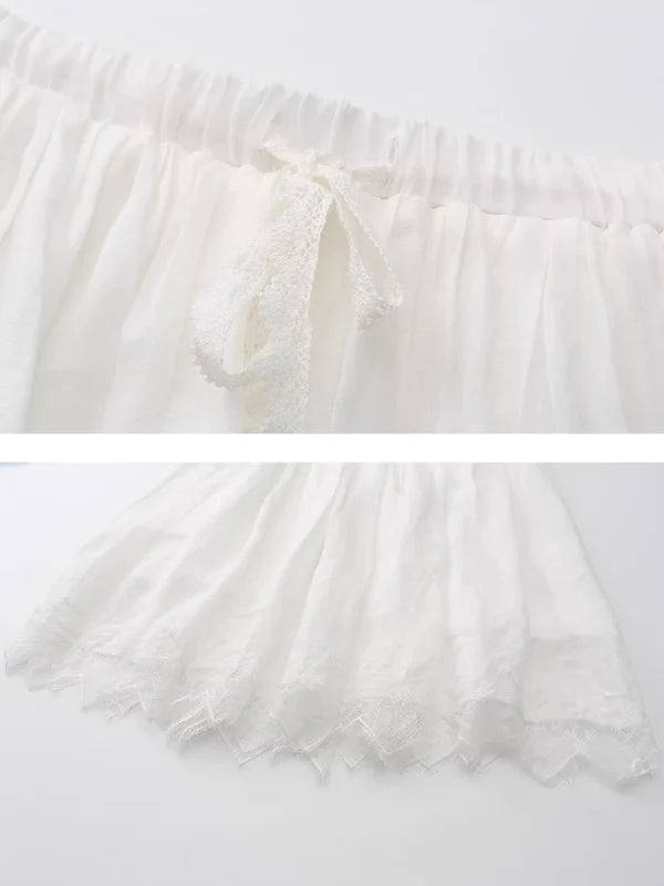 Pure White Lace Flare Skirt