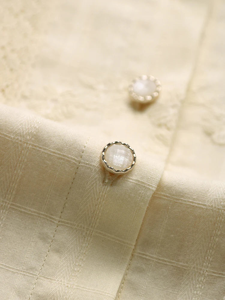 Vintage-Inspired Floral Embroidered Cotton Dress