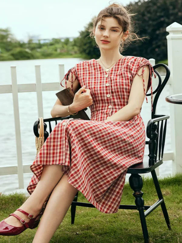 Vintage Checkered Charm Dress