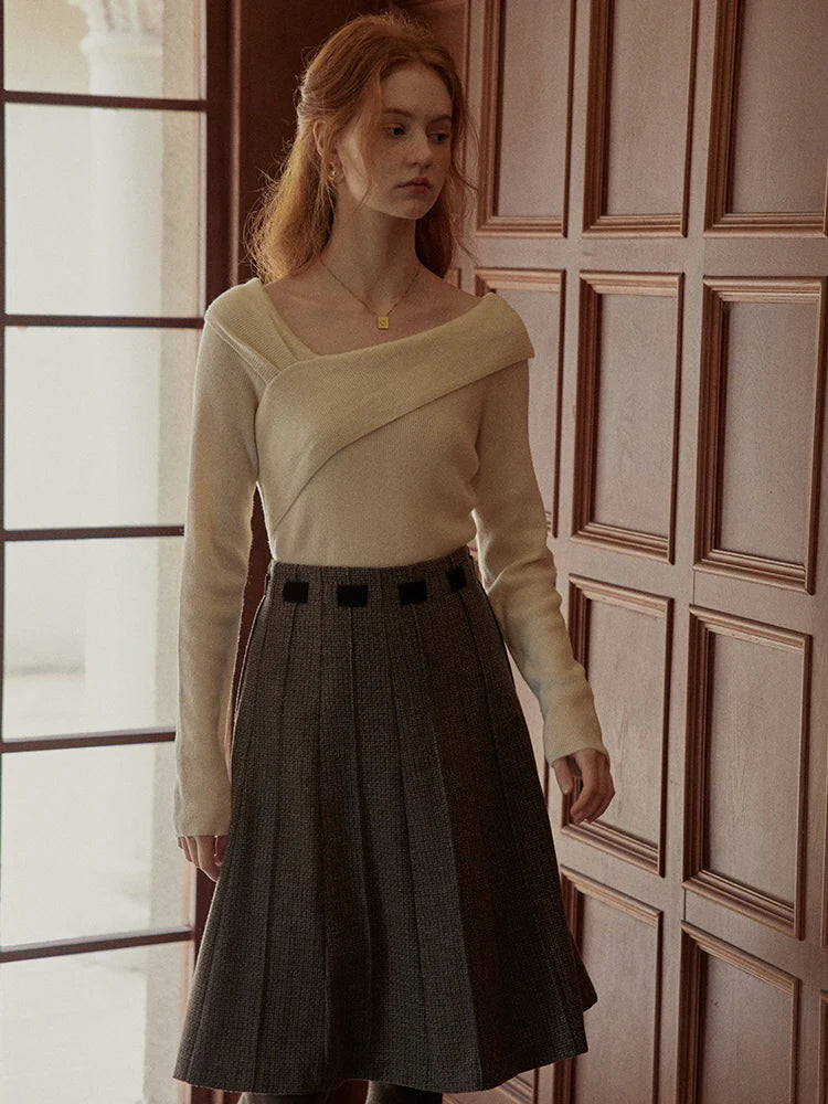 Elegant Off-Shoulder Wool Sweater