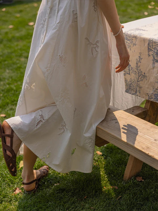 Whimsical Garden Cotton Embroidered Dress