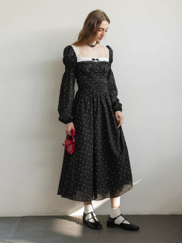 Enchanted Rose Black Dress