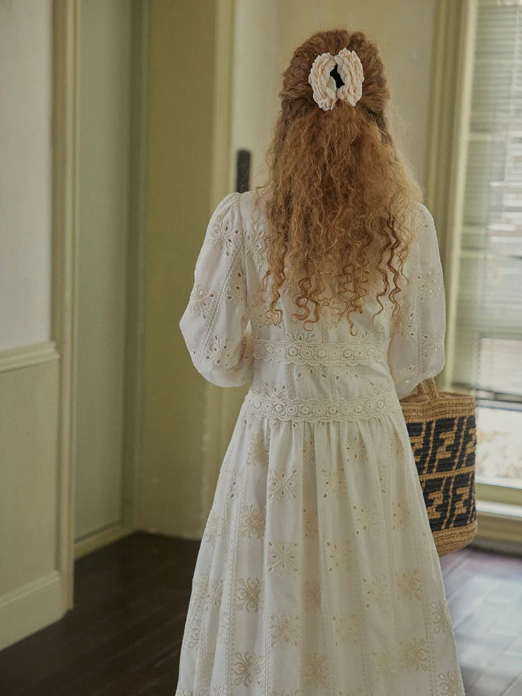 Vintage Lace Embroidered Long Dress