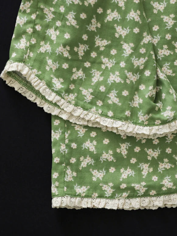 Green Meadow Lace Pajama Set