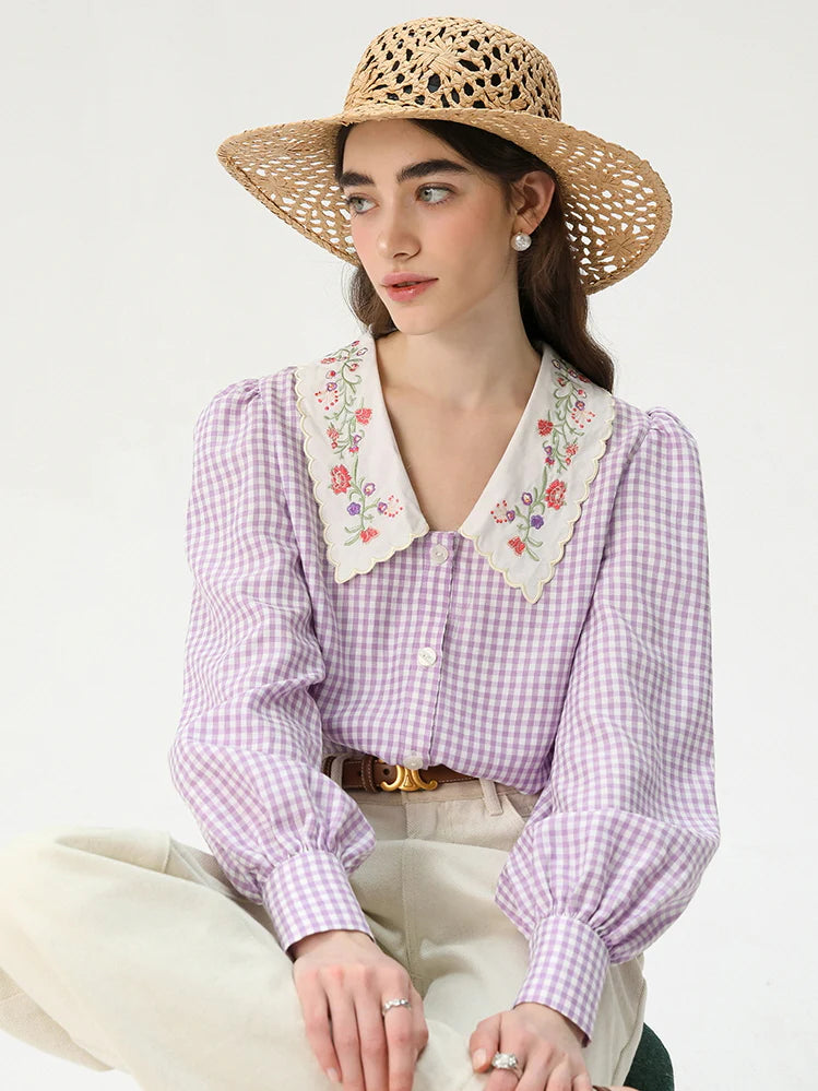 Purple Gingham Garden Blouse