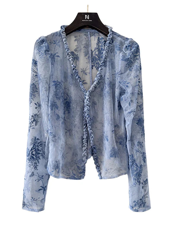 Ethereal Blue Floral Fairy Blouse