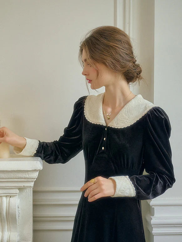 Velvet Victorian Black Elegance Dress