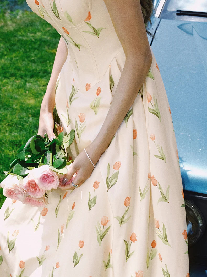 Ethereal Tulip Blossom Corset Dress