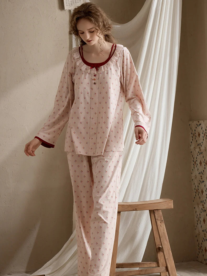 Cherry Blossom Ruffle Pajama Set