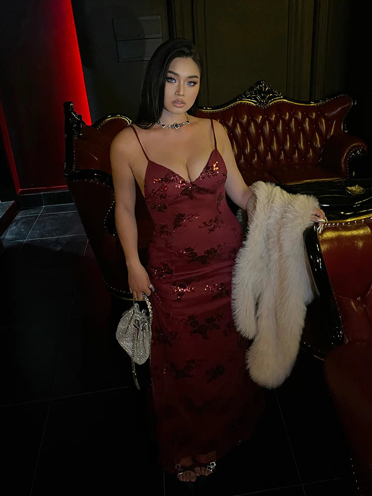 Midnight Rose Sequin Tulle Gown