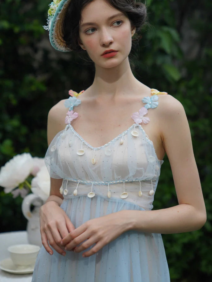 Blooming Petal Fairy Blue Tulle Dress