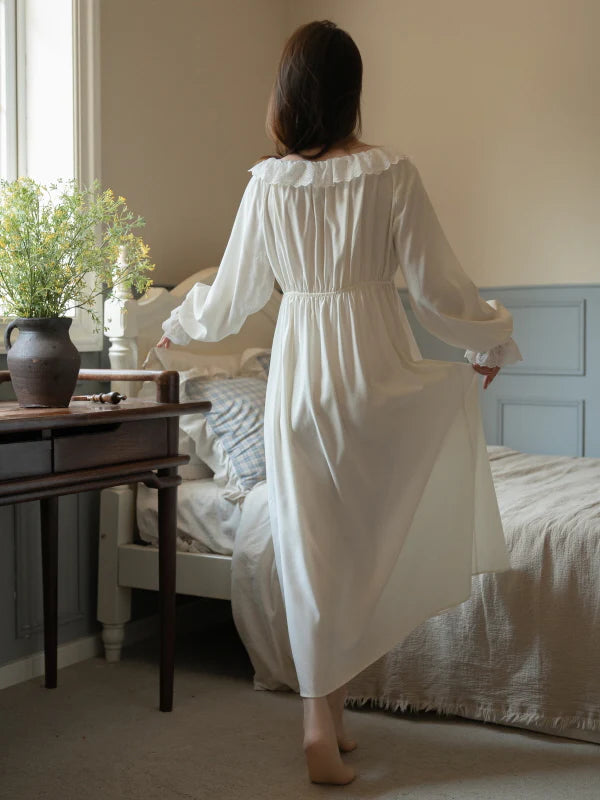 Lace Ruffle Morning Nightgown