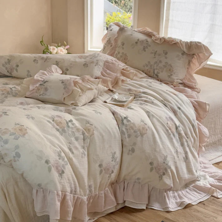 Blush Rose Vintage Floral Bedding Set
