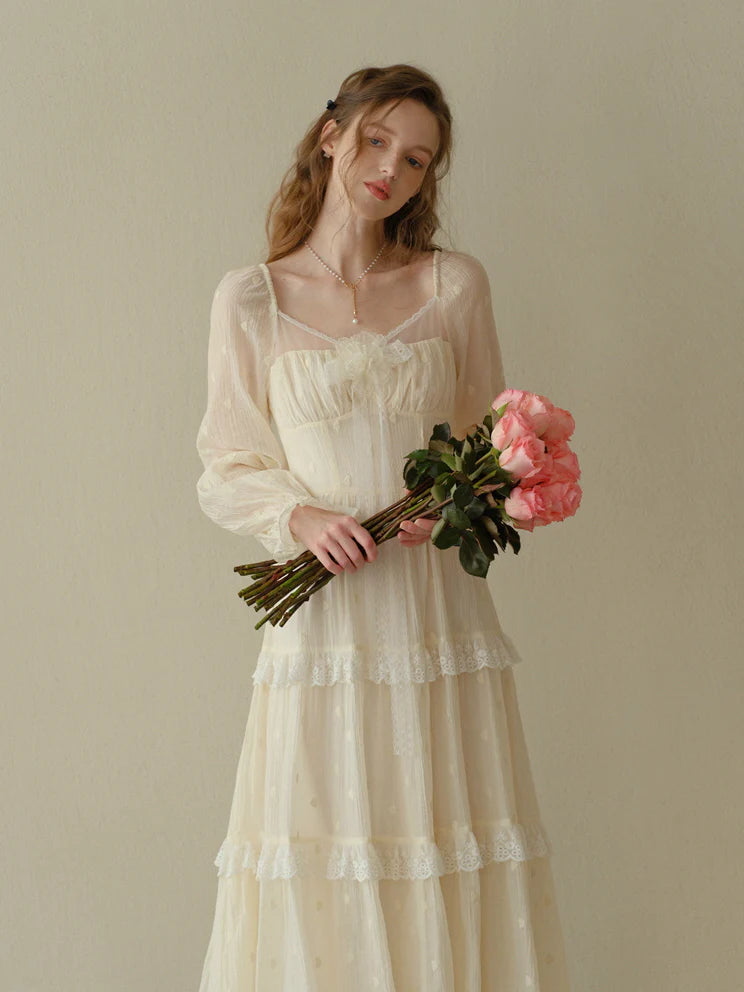 Lace Bloom Tiered Dress