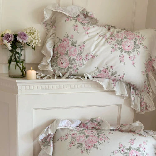 Pink Rose Lace Bedding Set