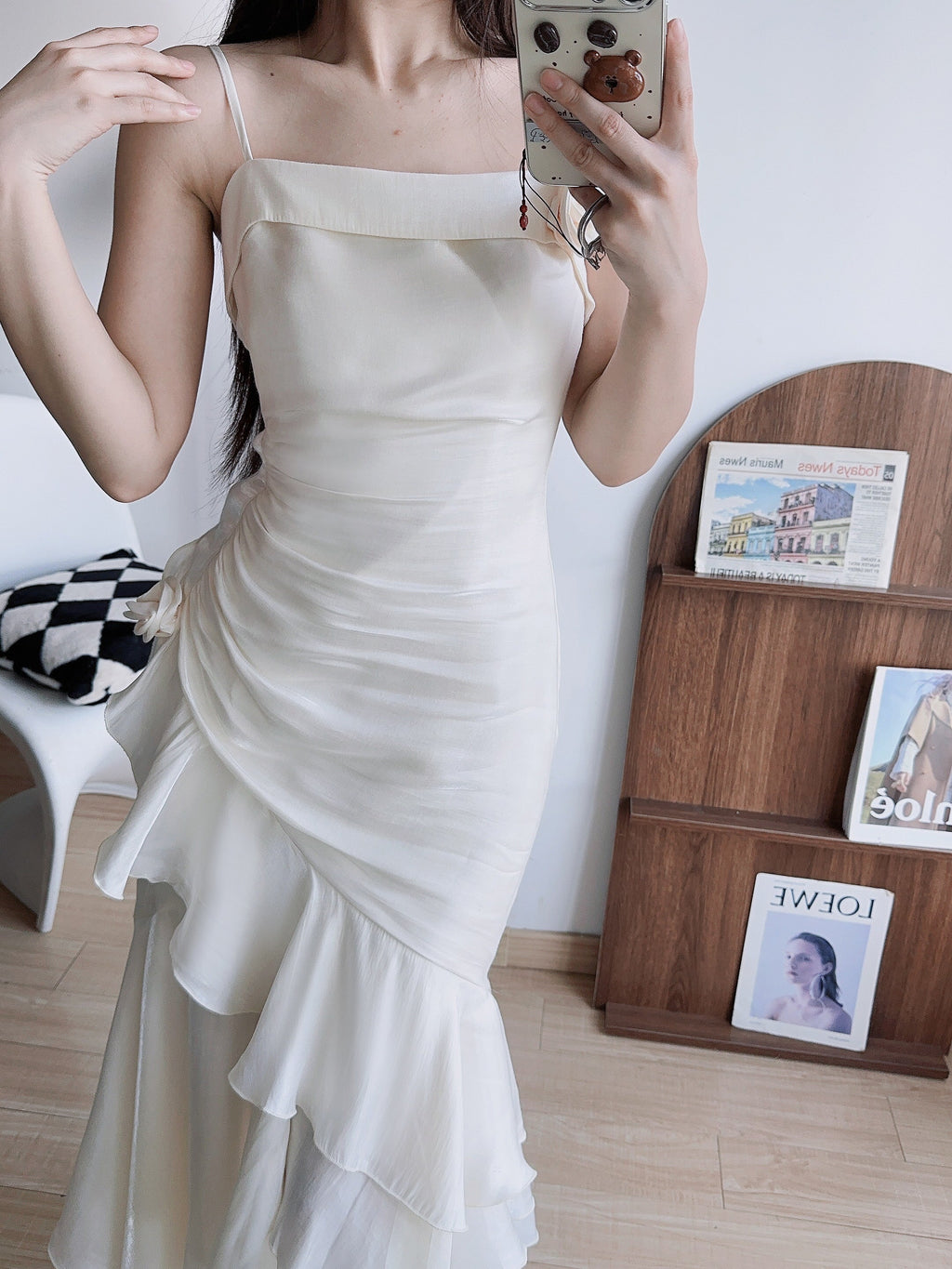 Ivory Dream Rosette Ruffle Gown