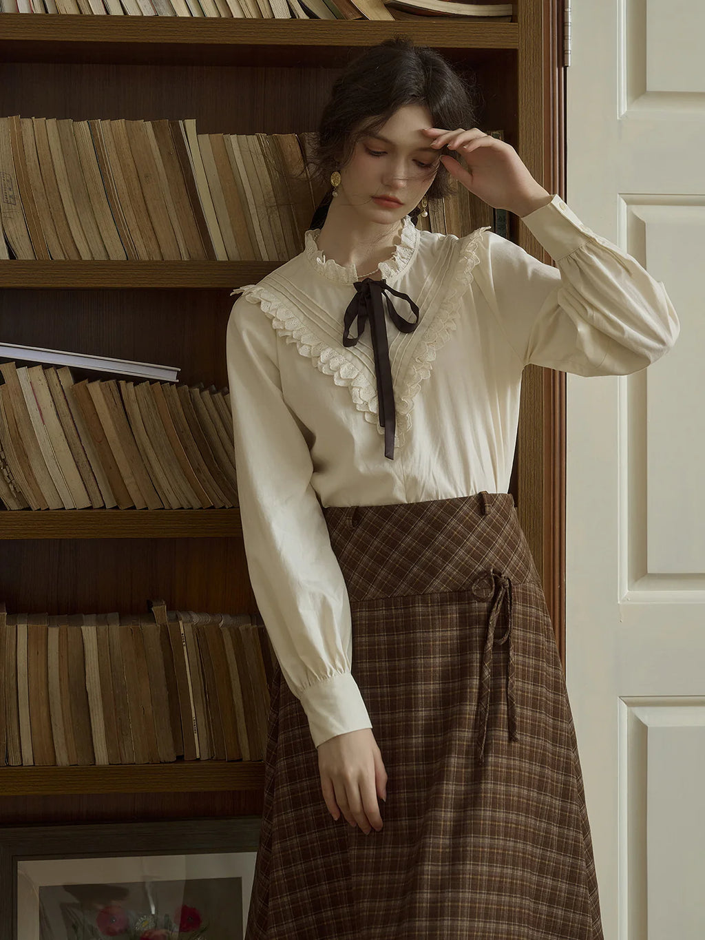 Brown Check Plaid Vintage Wrap Skirt