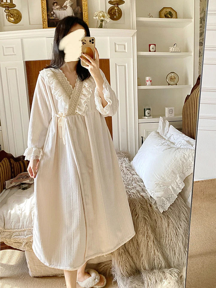 Dreamy Lace-Trim Velvet Nightgown
