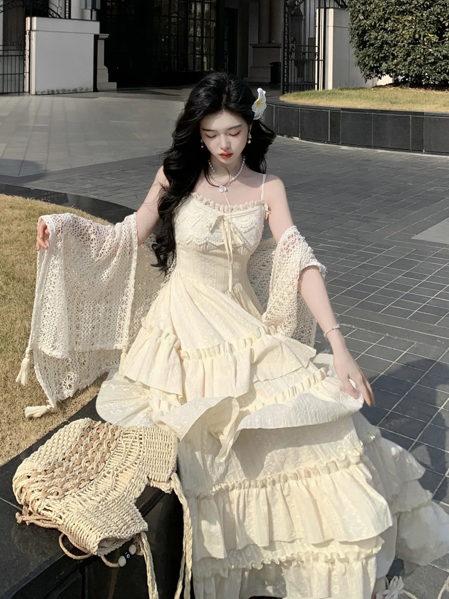 Ethereal Ivory Tiered Maxi Dress