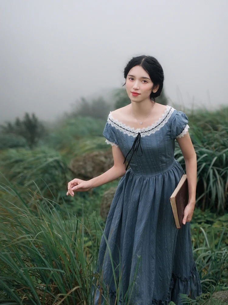 Clara's Retro Blue Elegance Dress