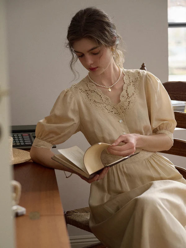 Ella's Cream Embroidery Dress