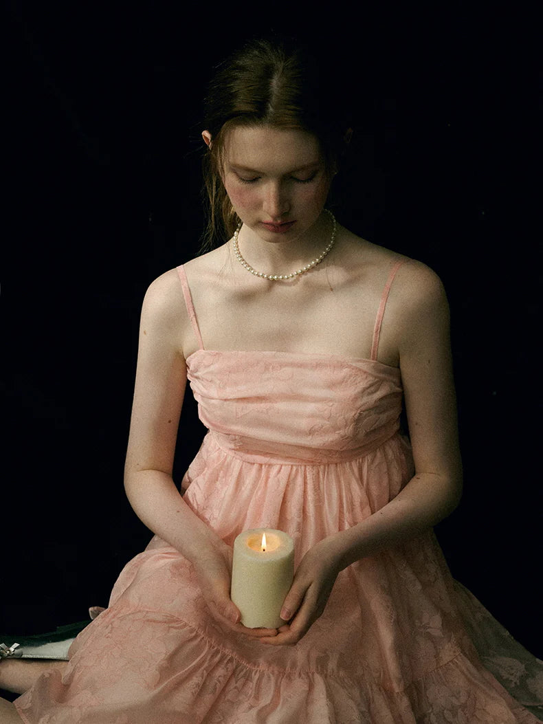 Blush Petal Ruffle Back Bow Dress