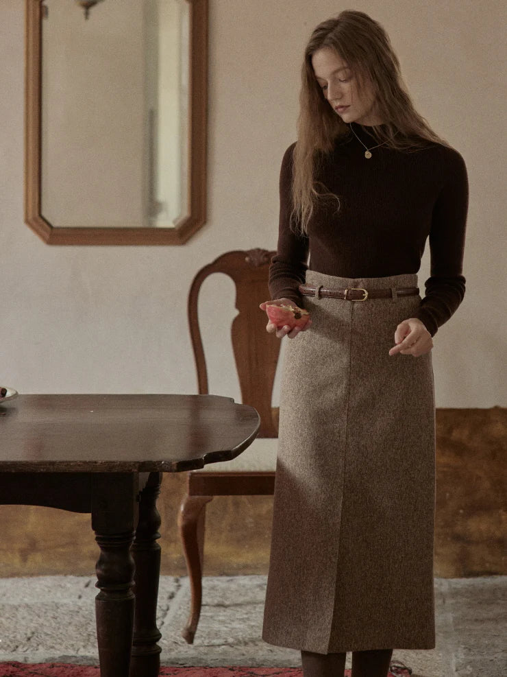 Classic Tweed High-Waist Skirt