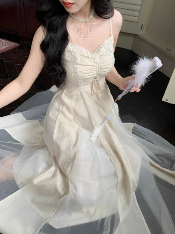 Ivory Lace and Pleats Princess Dress