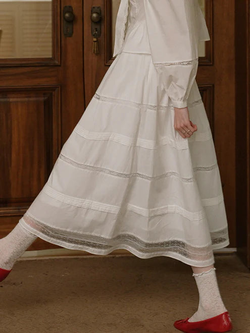 White Lace Trim Vintage Skirt