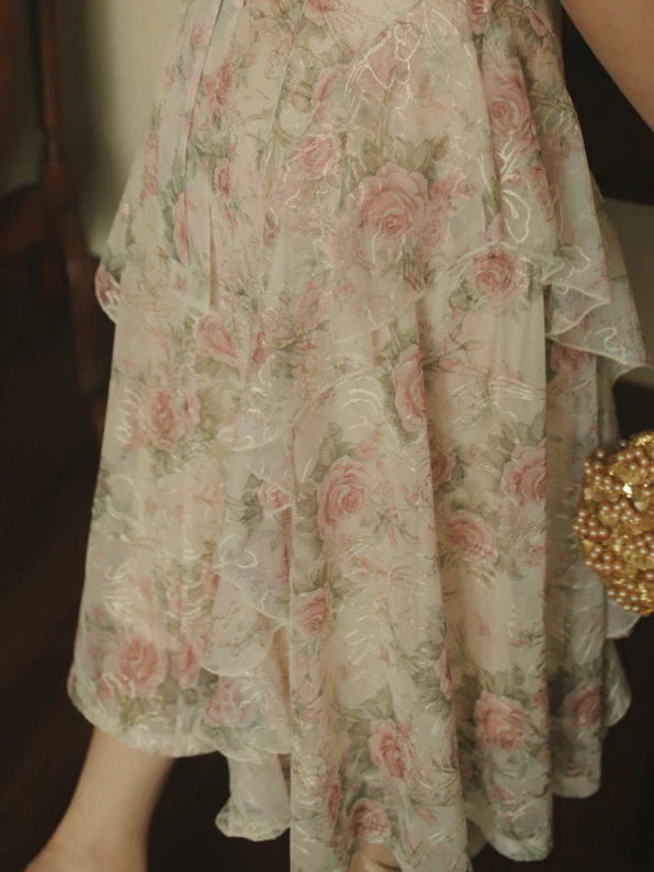 Ethereal Rose Garden Ruffle Dress