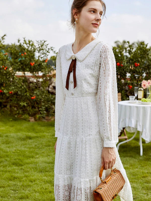 Lace Enchantment in White Dress