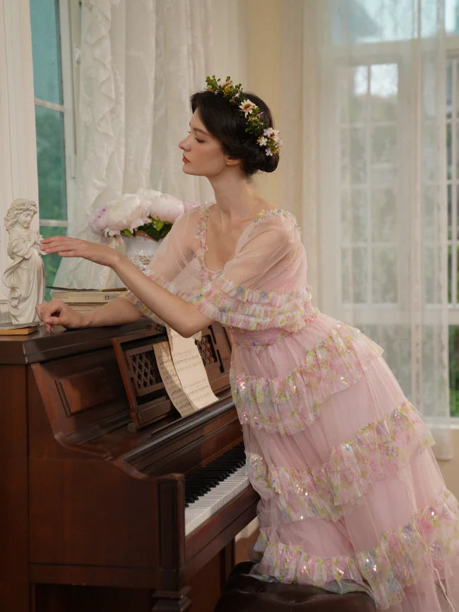 Blooming Ruffle Pink Tulle Dress