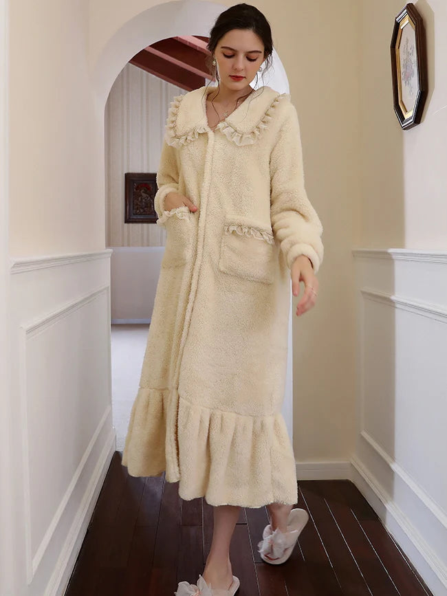 Cozy Dream Ruffle Trim Long Robe