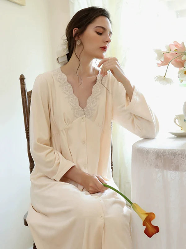 Floral Cream Elegance Nightgown