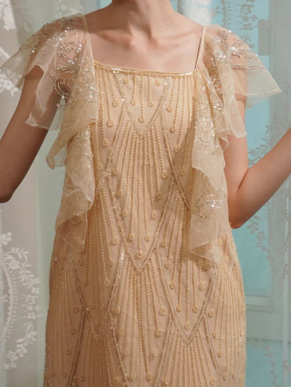 Golden Hour Sequin Mesh Slip Dress