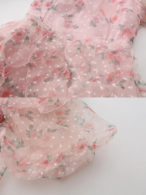 Blushing Rose Ruffle Chiffon Dress