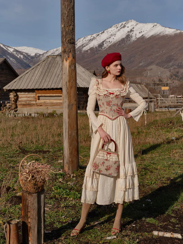 Classic Rose Lace Ribbon Corset