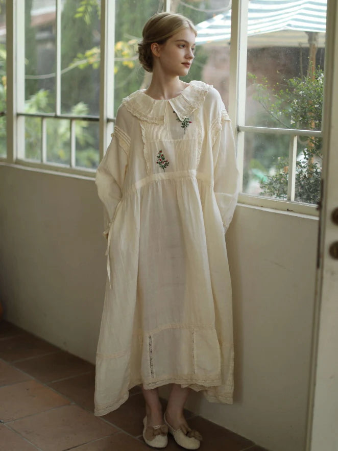 Mori Garden Embroidered Linen Dress