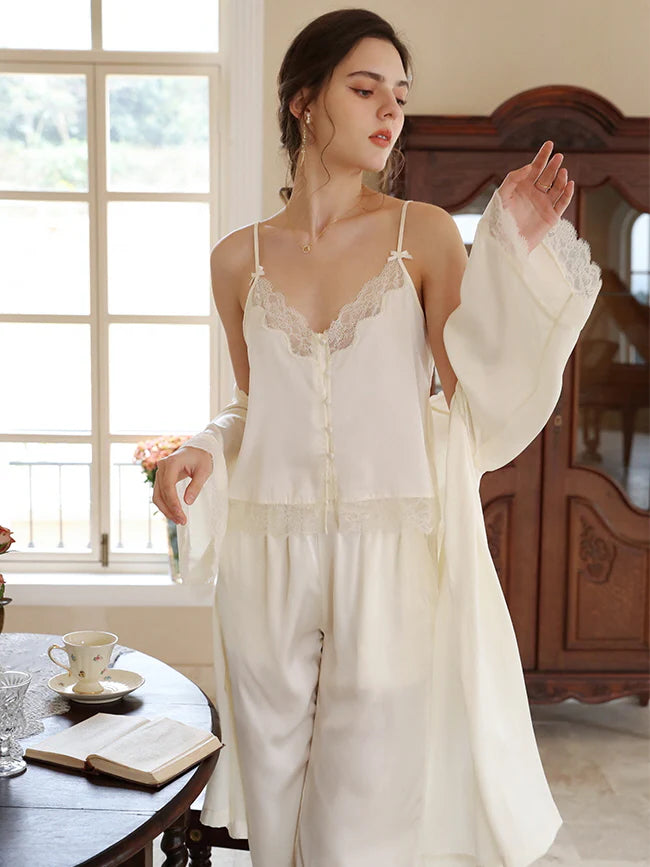 Serenity Lace Ivory Loungewear Trio