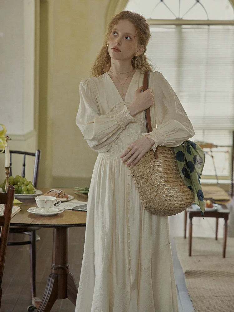 Botanical Elegance Puff Sleeve Dress