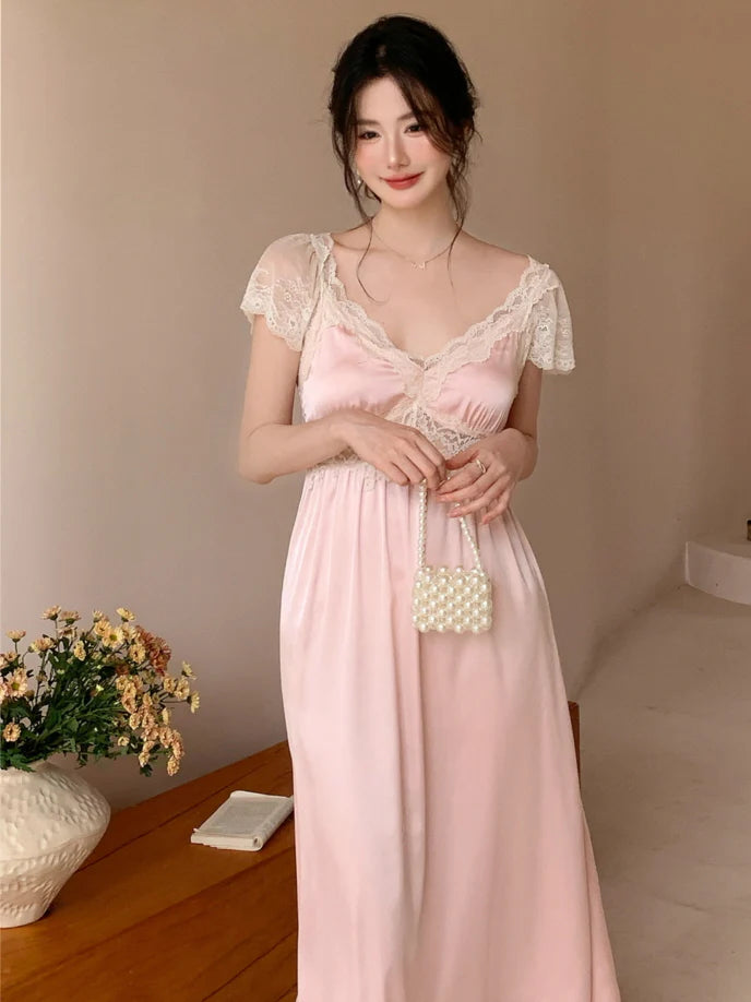 Vintage Light Pink Lace Nightgown