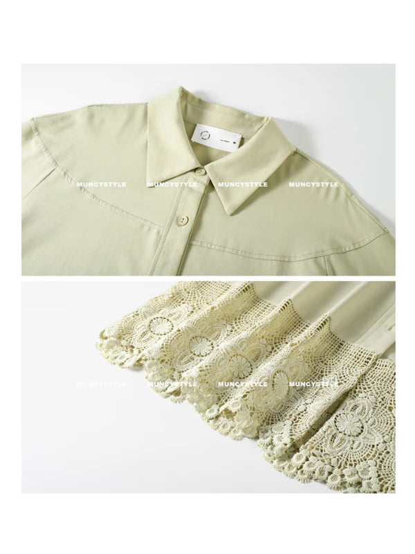 Sage Green Lace Trim Pajama Set