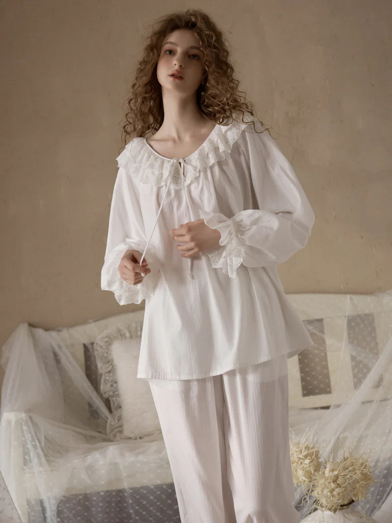 Romantic Ruffle Lace Loungewear Set