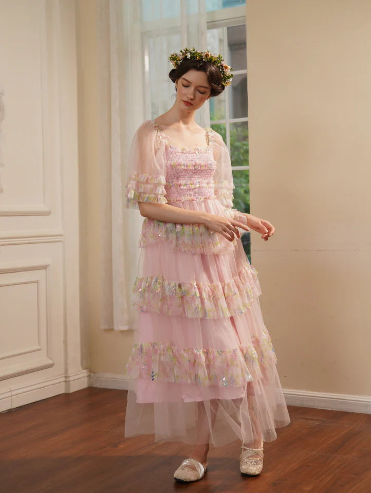 Blooming Ruffle Pink Tulle Dress